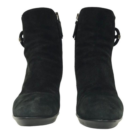 Aquatalia Rachele Side Zip Suede Ankle Boots Womens 8.5 Buckle Detail Stiletto - Picture 4 of 11